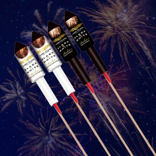 Raket Sortiment 4 Stk. fra First Class – Lys, Farver og Magi i Én Pakke