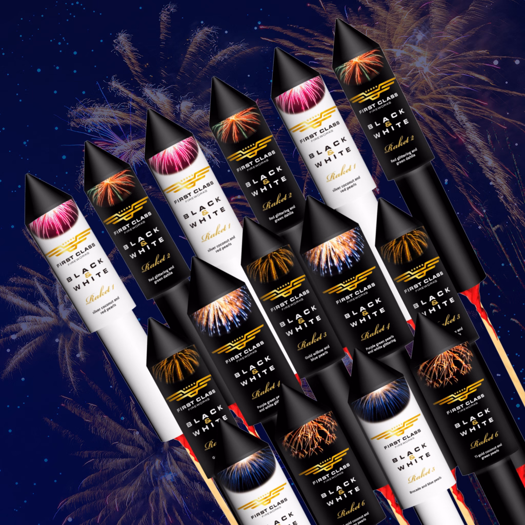 15 Stk. Raketsortiment fra First Class – Magi på Nattehimlen